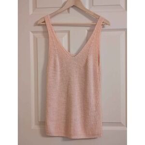 Madewell Peach Knit Sweater Tank Top XL Cotton Blend Sleeveless Pullover